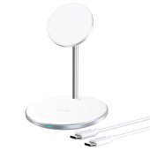 Choetech Magnetic 2 in 1 Magnetic Wireless Charging Stand White