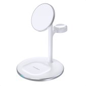 Choetech Magnetic 3 in 1 Magnetic Wireless Charging Stand White
