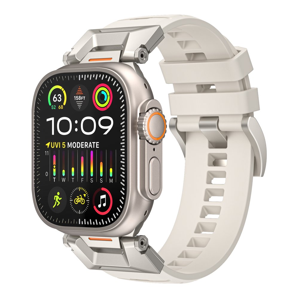 AhaStyle Rubber Rugged Band for Apple Watch 42/44/45/46/49 mm Starlight