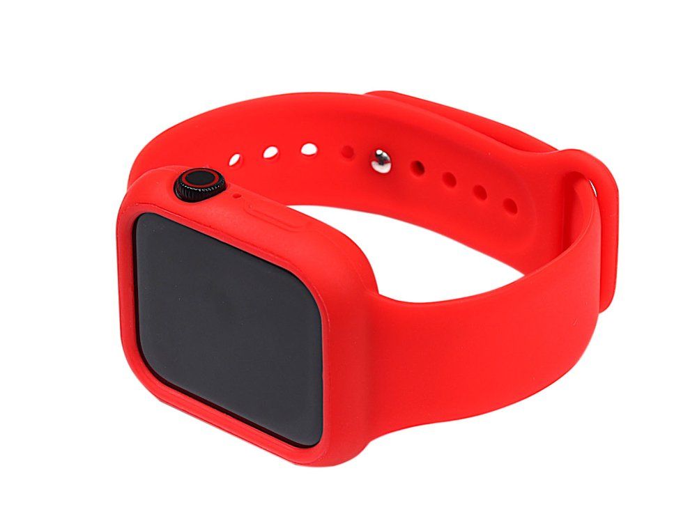 Silicone Watch Band Full Cover for for Apple Watch 44mm S/M Red