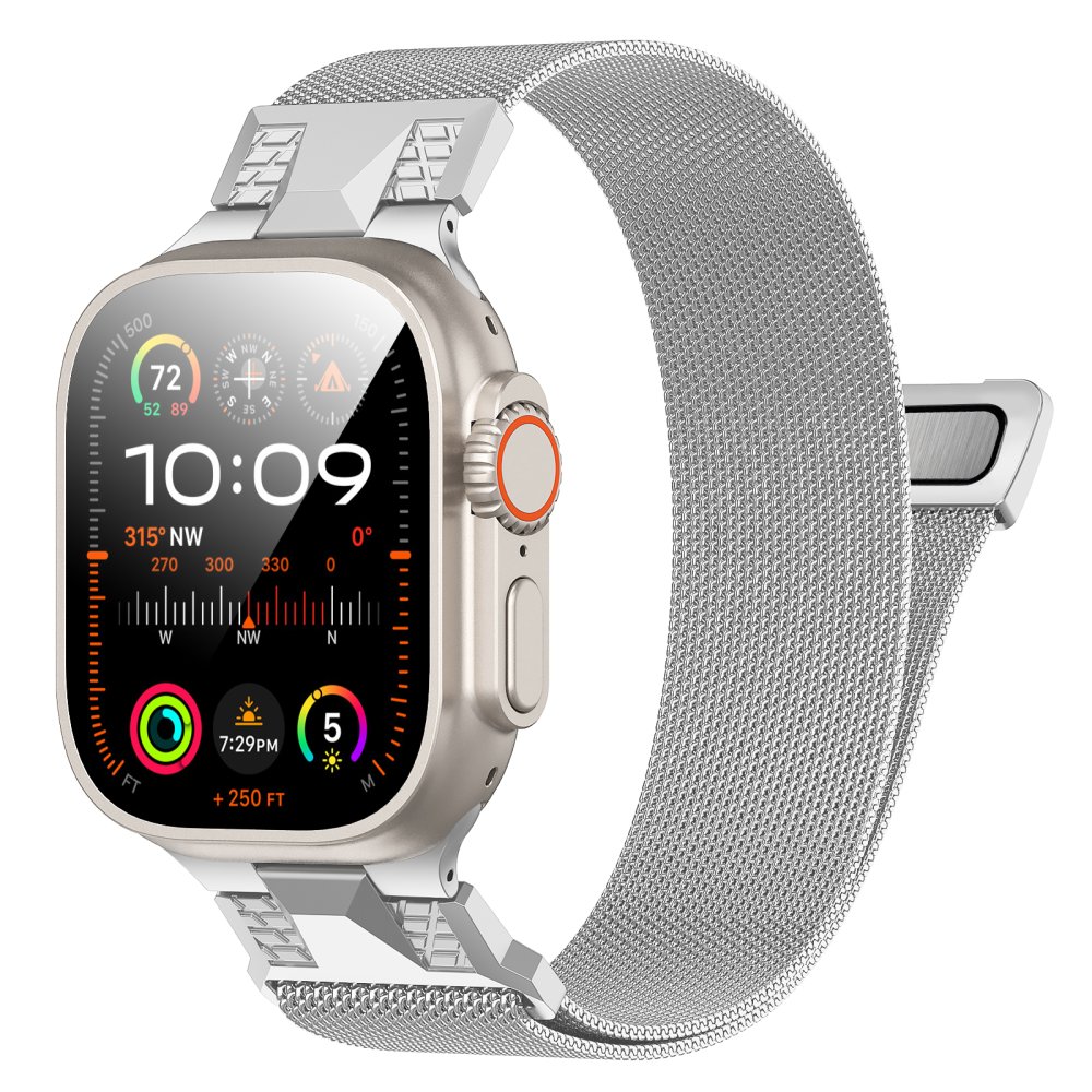 AhaStyle Stainless Steel Magnetic Band for Apple Watch 42/44/45/46/49 mm  Titanium Silver