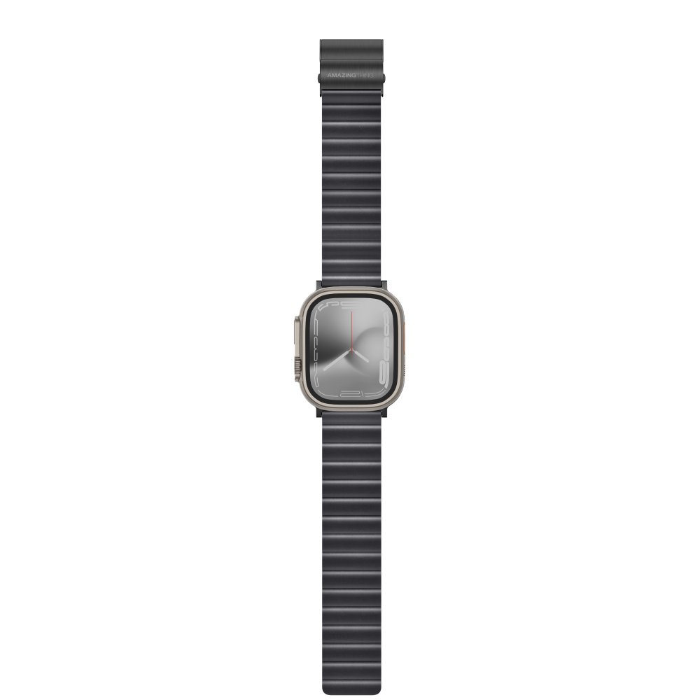AmazingThing Leather Strap  for Apple Watch 42/44/45/46/49 mm Black