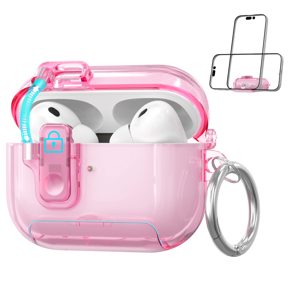 AhaStyle Easy Switch Button TPU Case for Airpods Pro 3 Transparent Pink