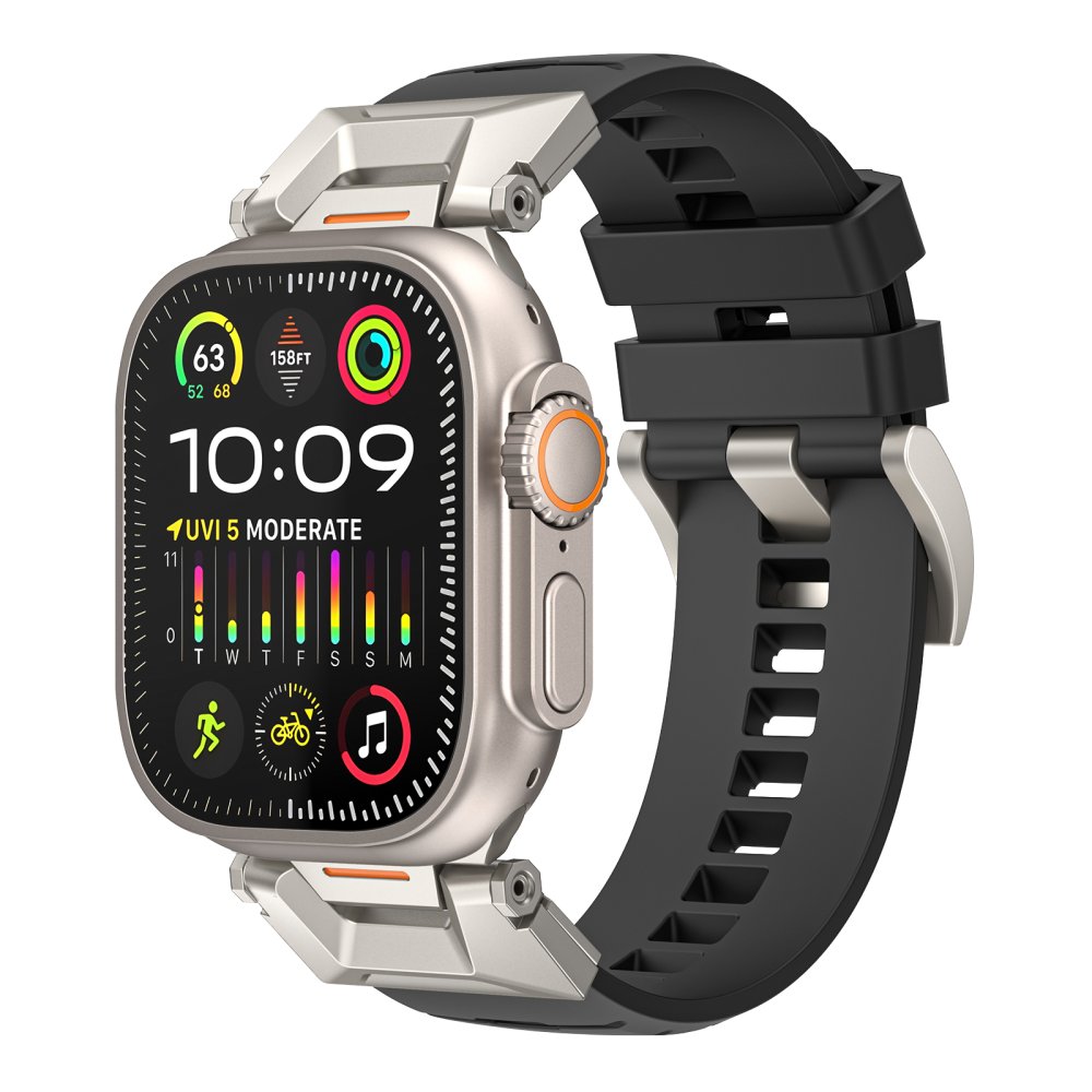 AhaStyle Rubber Rugged Band for Apple Watch 42/44/45/46/49 mm Black