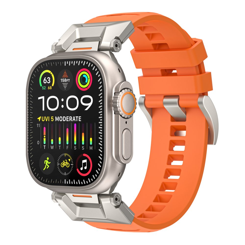 AhaStyle Rubber Rugged Band for Apple Watch 42/44/45/46/49 mm Orange