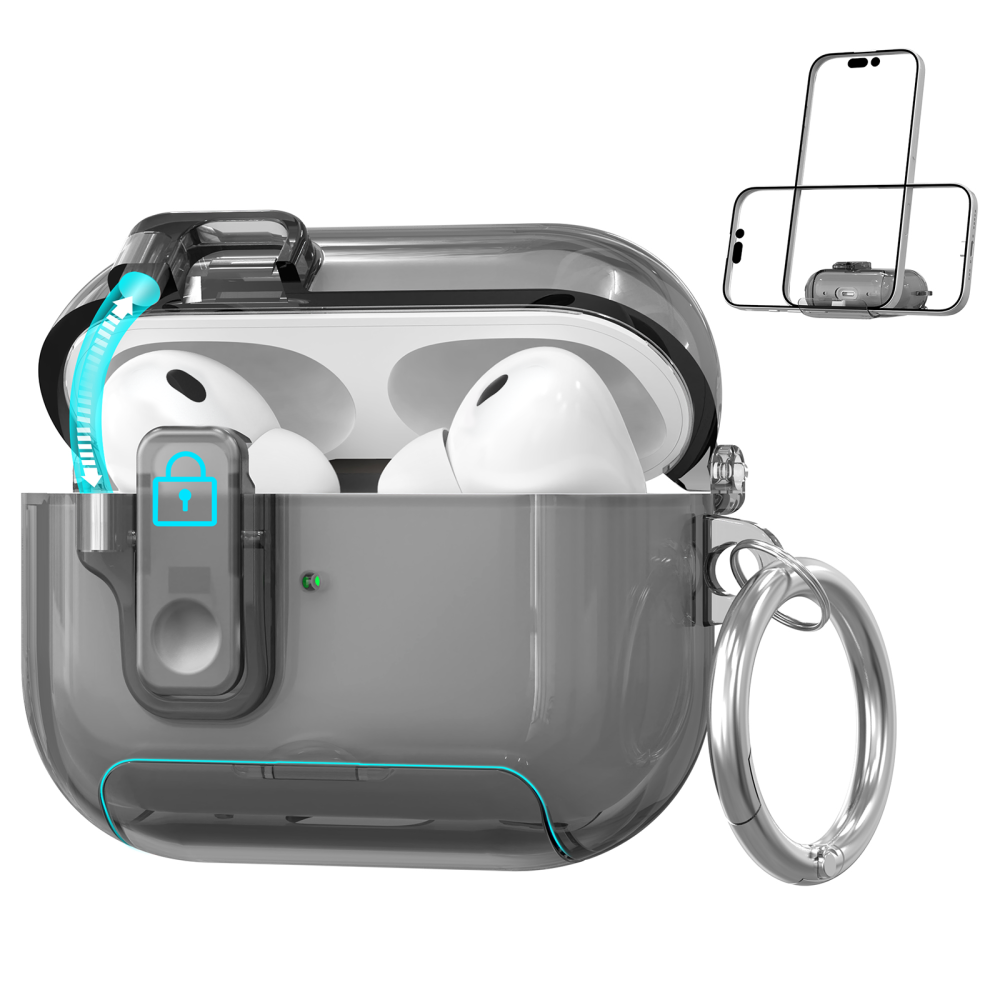 AhaStyle Easy Switch Button TPU Case for Airpods Pro 3 Transparent Black