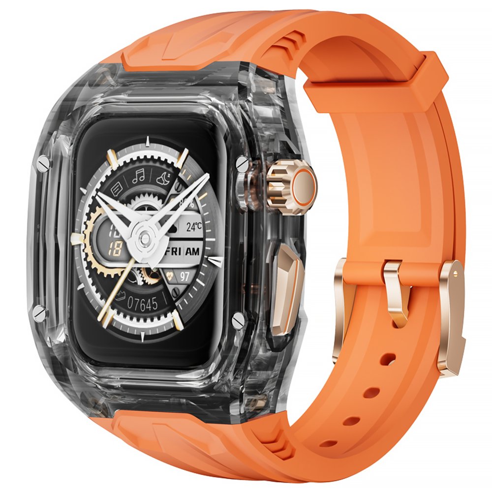 AhaStyle Premium PC+TPU Band for Apple Watch 49 mm Orange/Clear Black