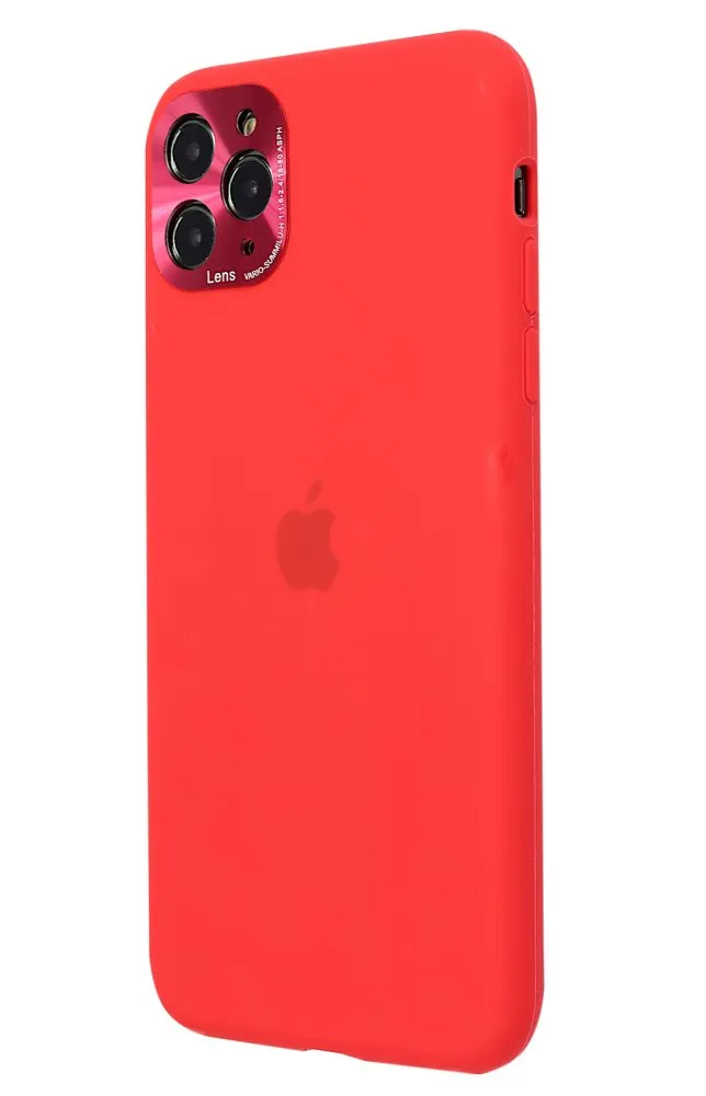 Apple Silicone Case for iPhone 11 Pro Red (With Metal Frame Camera Lens Protection)