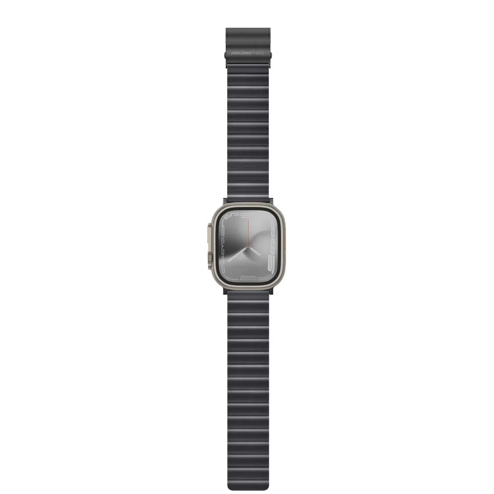 AmazingThing Leather Strap  for Apple Watch 42/44/45/46/49 mm Black