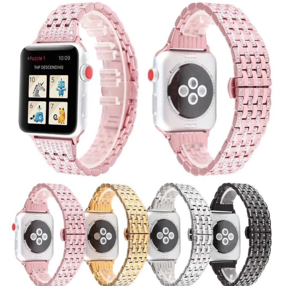 Diamond Stainless Steel Bracelet for Apple Watch 42/44mm Rose Gold (Type 2)