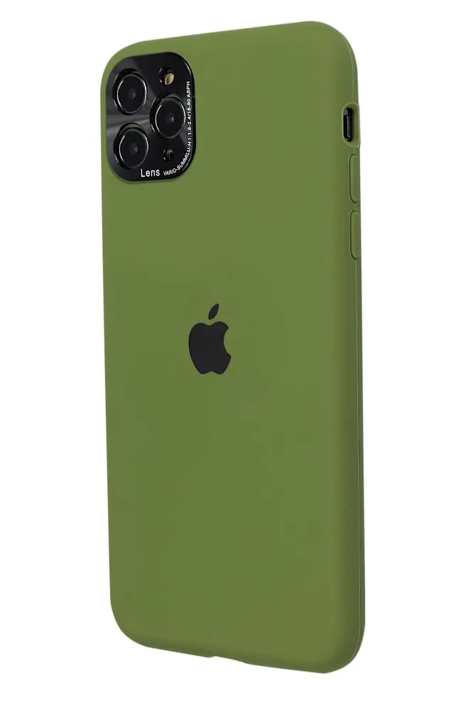 Apple Silicone Case for iPhone 11 Pro Army Green (With Metal Frame Camera Lens Protection)