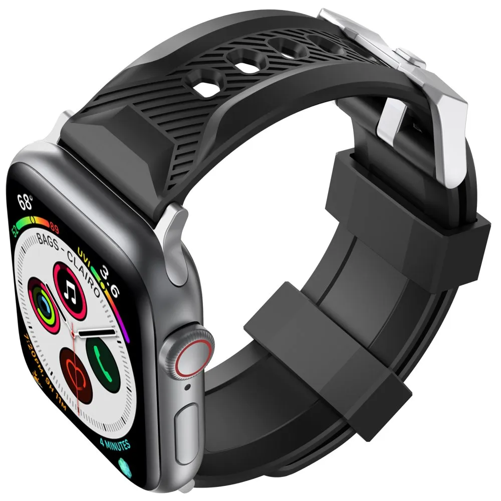 AhaStyle Premium Silicone Rugged Design Band for Apple Watch 42/44mm Black