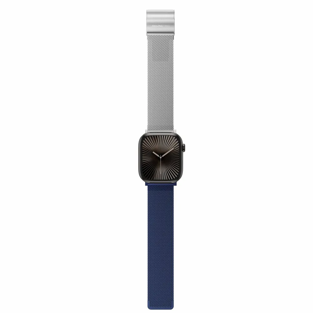 AmazingThing StyleFlip Band for Apple Watch 42/44/45/46/49 mm Silver/Estate Blue